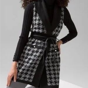 White House Black Market Black and Gray Patterned Vest